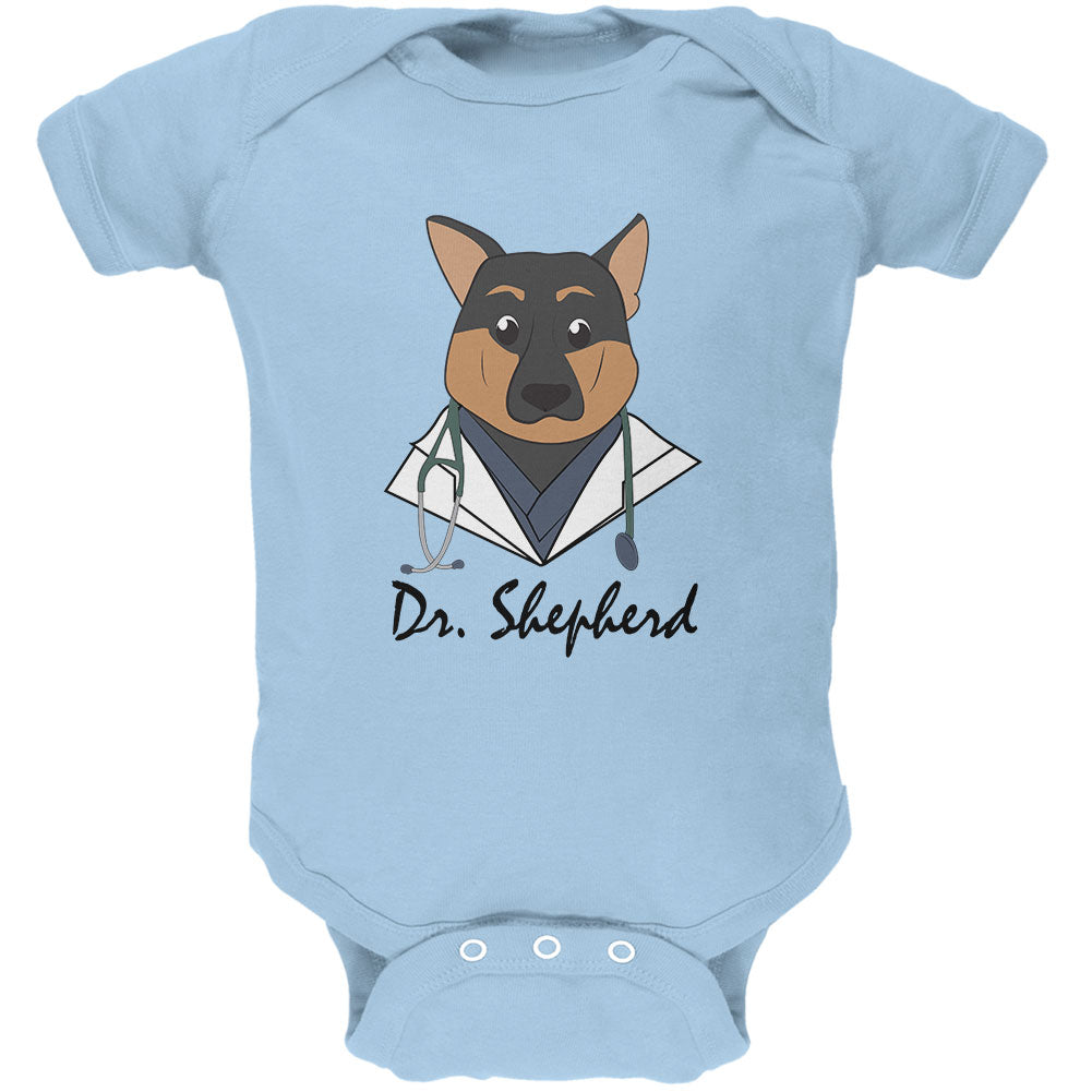 Doctor Shepherd German Dog Funny Cute Soft Baby One Piece Baby One Piece Old Glory 0-3M Light Blue 