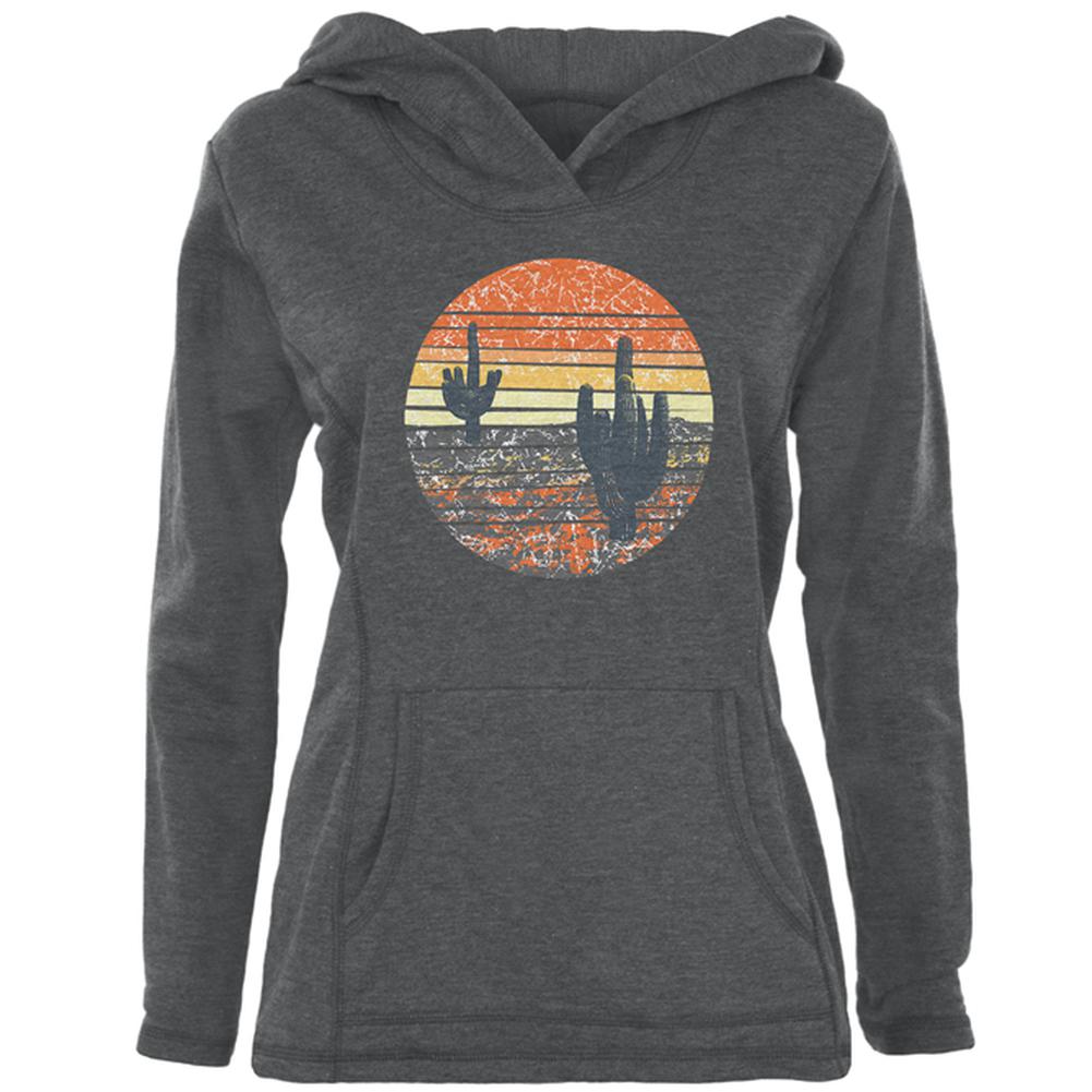 Vintage Cactus Sunset Women's Pullover Hoodie Women's Hoodies Old Glory SM Heather Dark Grey