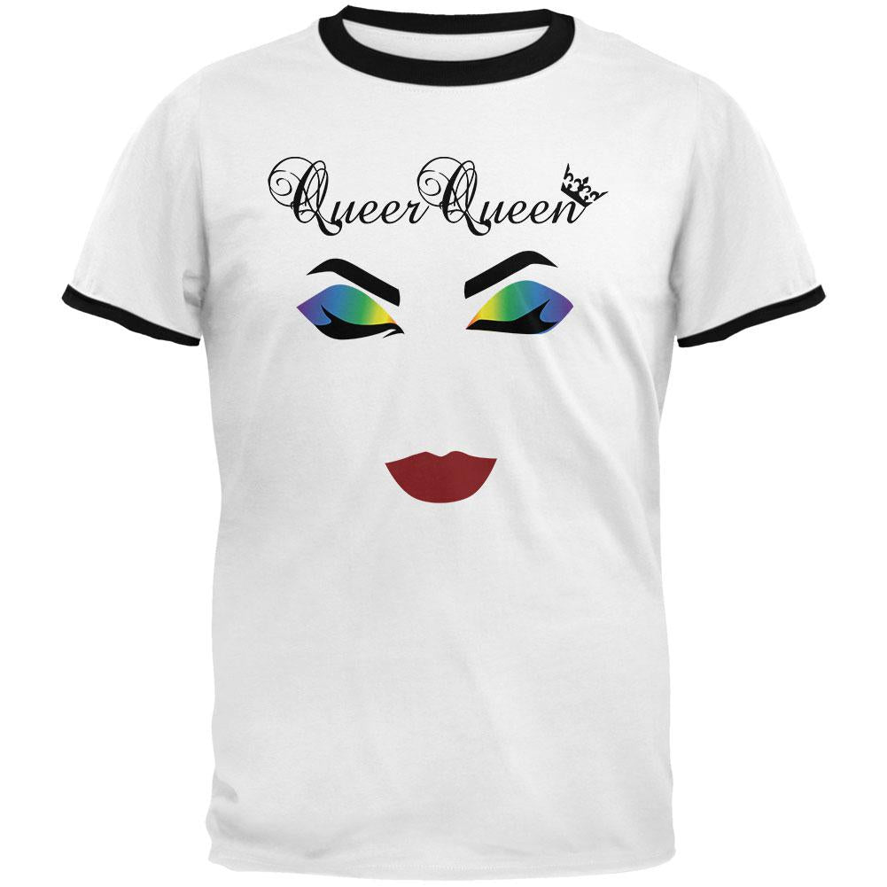 Drag Queen Pride LGBTQ Minimalist Mens Ringer T Shirt Men's T-Shirts Old Glory 2XL White-Black 