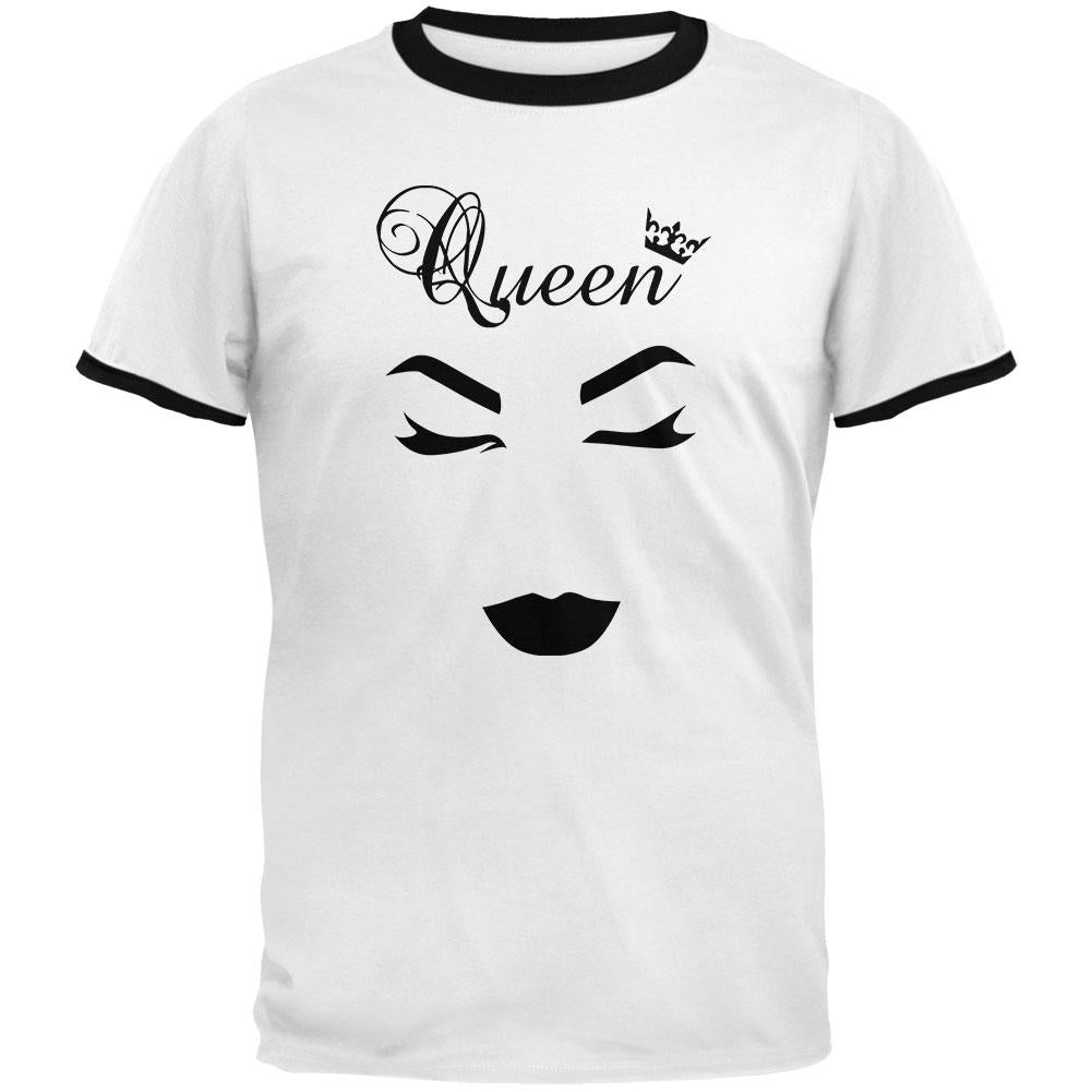 Makeup Queen Minimalist Art Mens Ringer T Shirt Men's T-Shirts Old Glory 2XL White-Black 