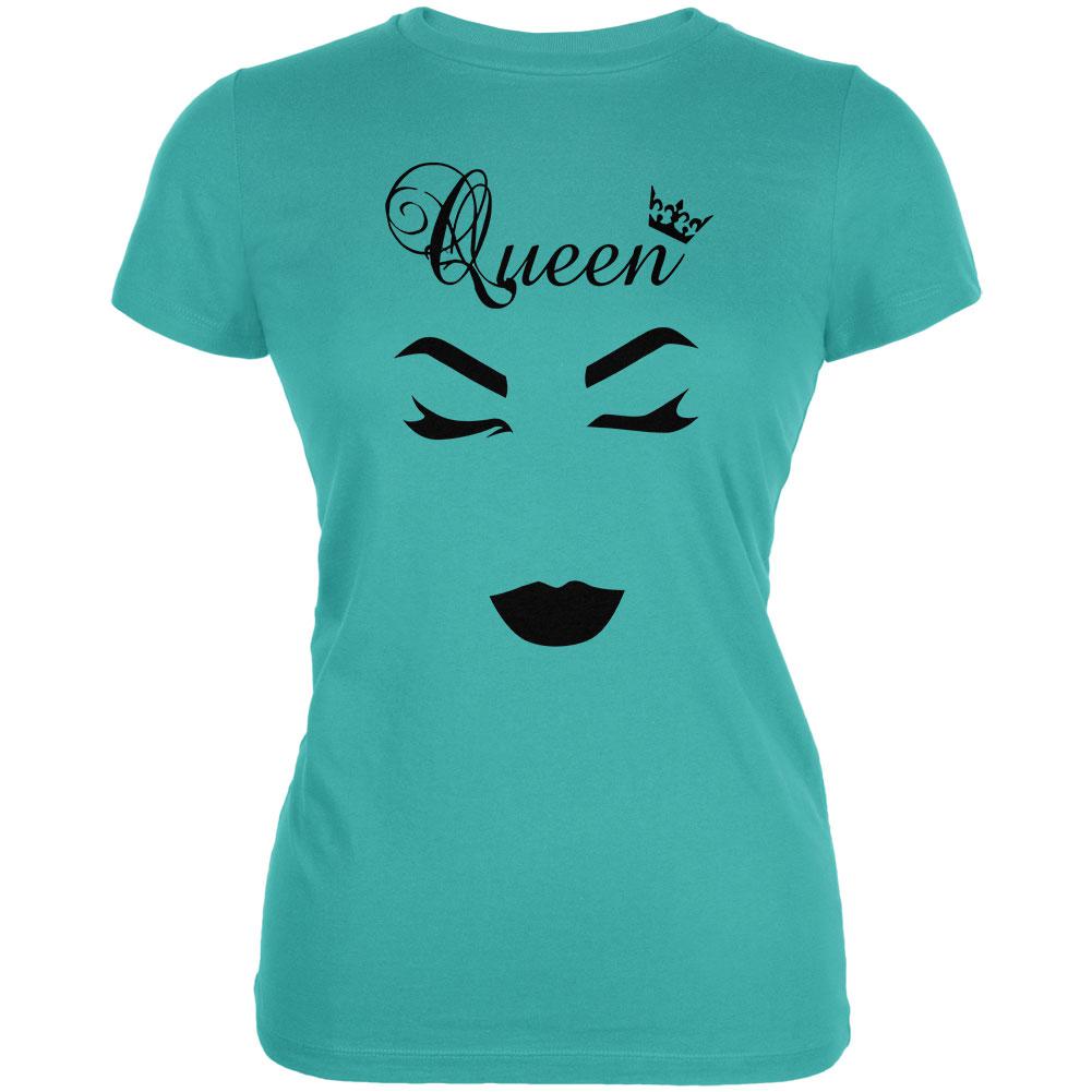 Makeup Queen Minimalist Art Juniors Soft T Shirt Juniors T-Shirts Old Glory LG Teal 