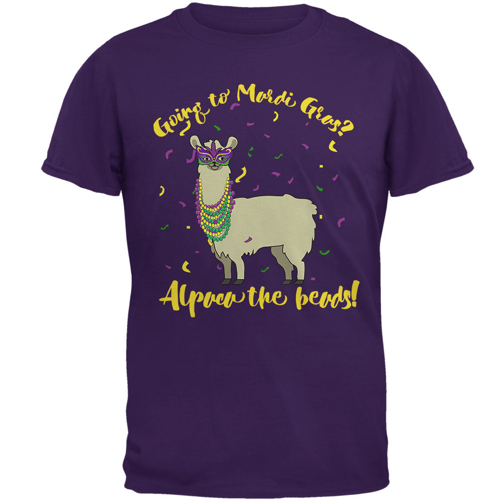 Mardi Gras Alpaca Funny Pun Mens T Shirt Men's T-Shirts Old Glory 2XL Purple 