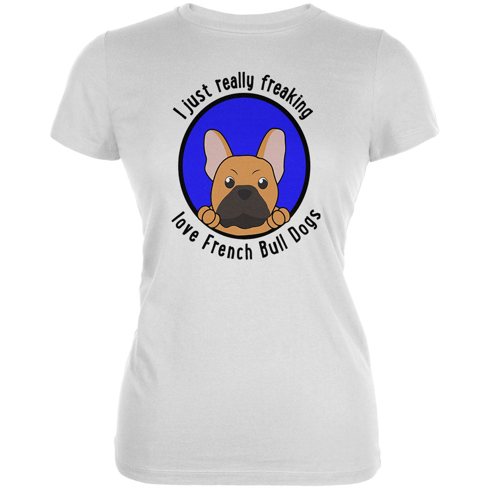 I Just Love French Bulldogs Juniors Soft T Shirt Juniors T-Shirts Old Glory 2XL White 