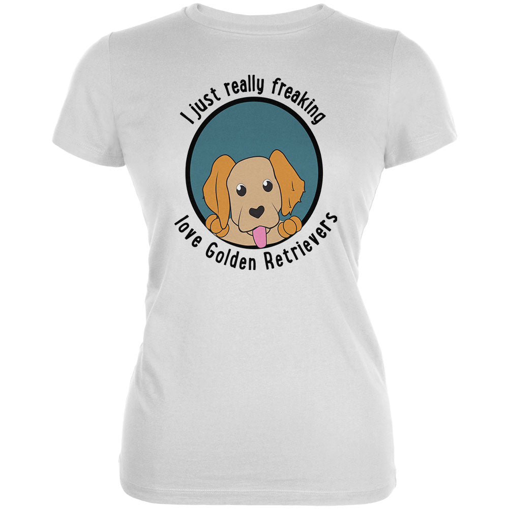 I Just Love Golden Retrievers Dog Juniors Soft T Shirt Juniors T-Shirts Old Glory 2XL White 