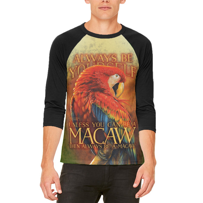 Always Be Yourself Unless Scarlet Macaw Mens Raglan T Shirt Men's T-Shirts Old Glory 2XL White-Black 