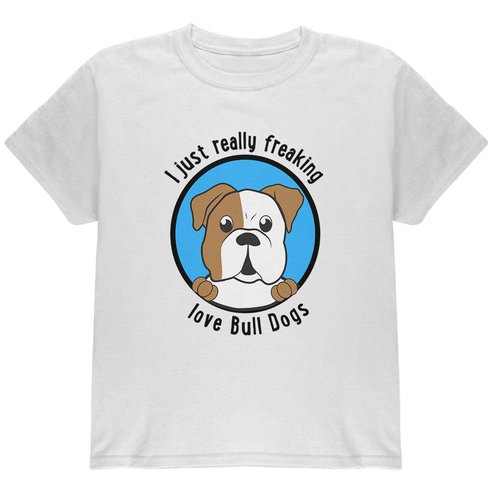 I Just Love Bull Dogs Youth T Shirt Youth T-Shirts Old Glory YLG White 