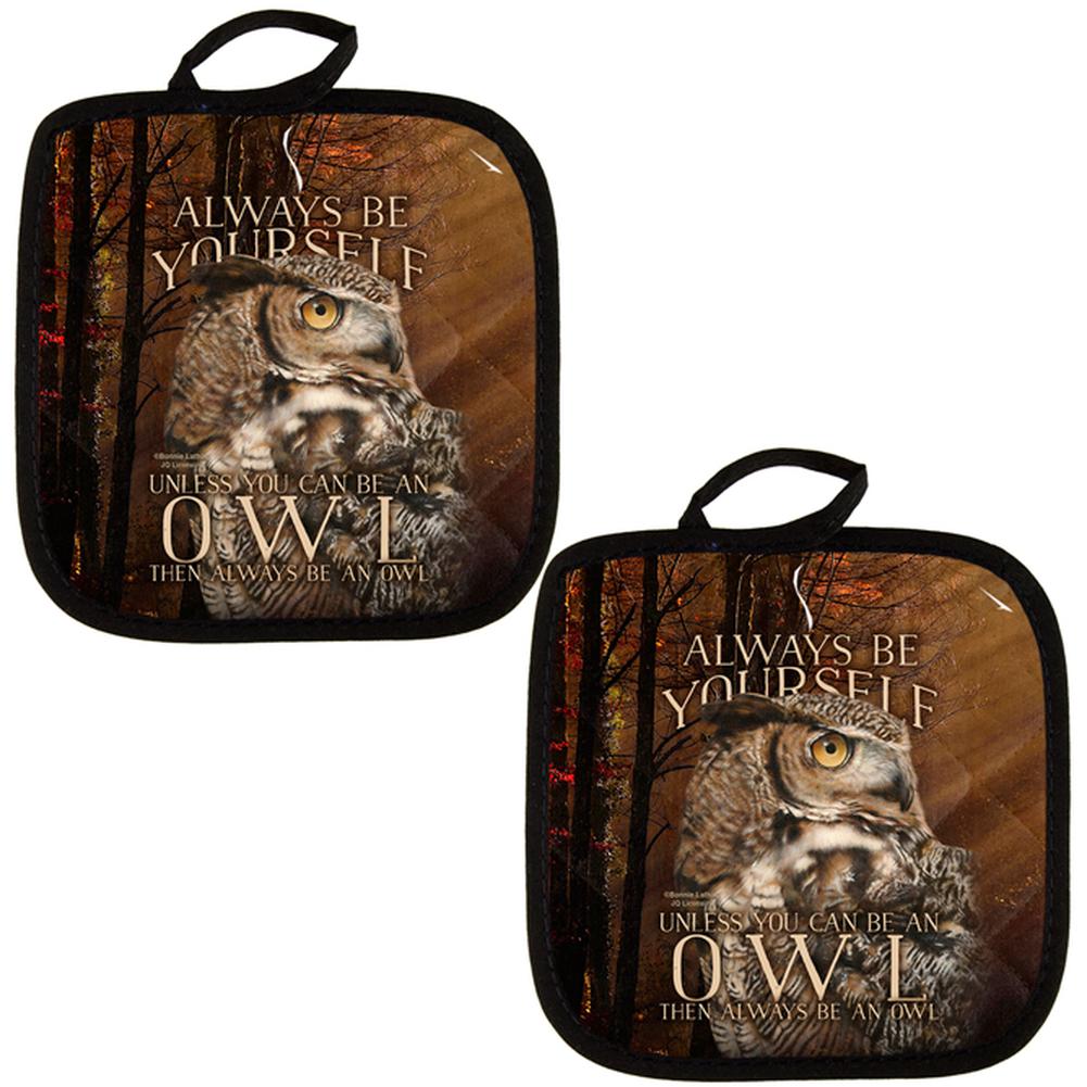 Always Be Yourself Unless Owl All Over Pot Holder (Set of 2) Pot Holders Old Glory OS Multi 