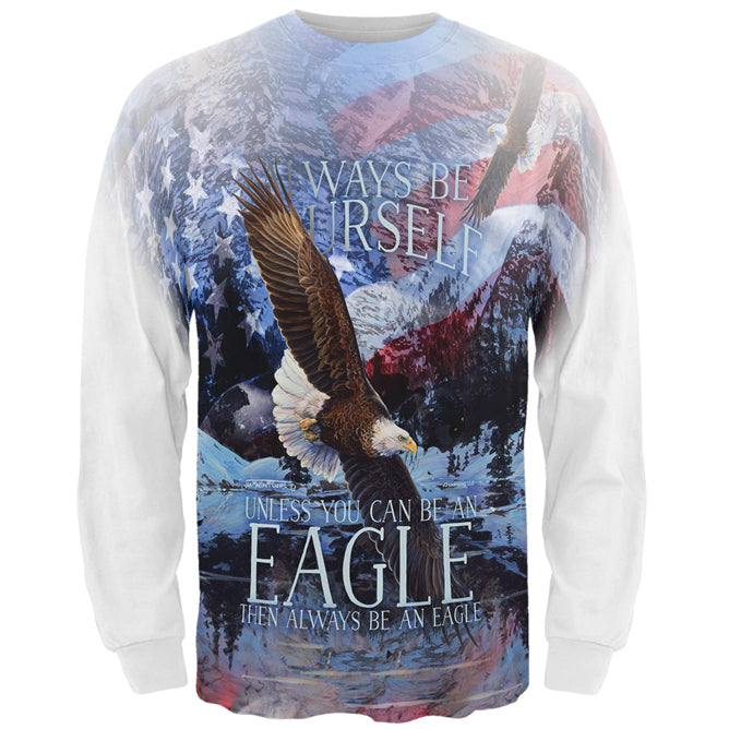 Always Be Yourself Unless American Bald Eagle All Over Mens Long Sleeve T Shirt Men's Long Sleeves global LG Multi 