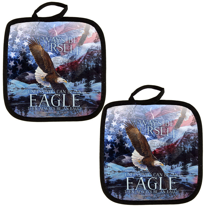 Always Be Yourself Unless American Bald Eagle All Over Pot Holder (Set of 2) Pot Holders global OS Multi 