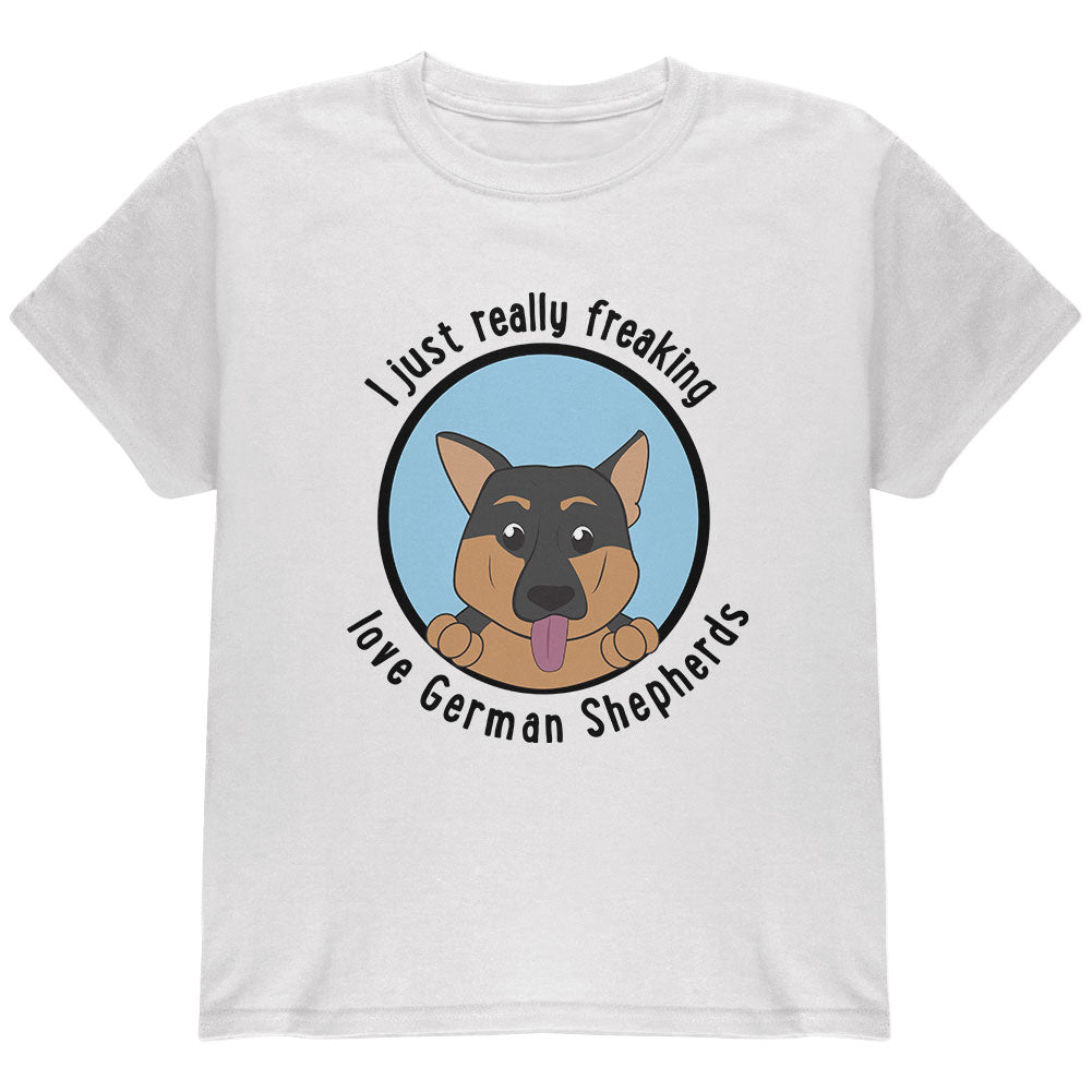 I Just Love German Shepherds Dog Youth T Shirt Youth T-Shirts Old Glory YLG White 