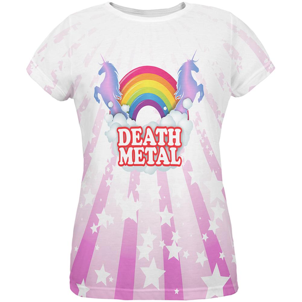 Death Metal Rainbow Unicorns All Over Womens T Shirt Women's T-Shirts Old Glory 2XL Multi 