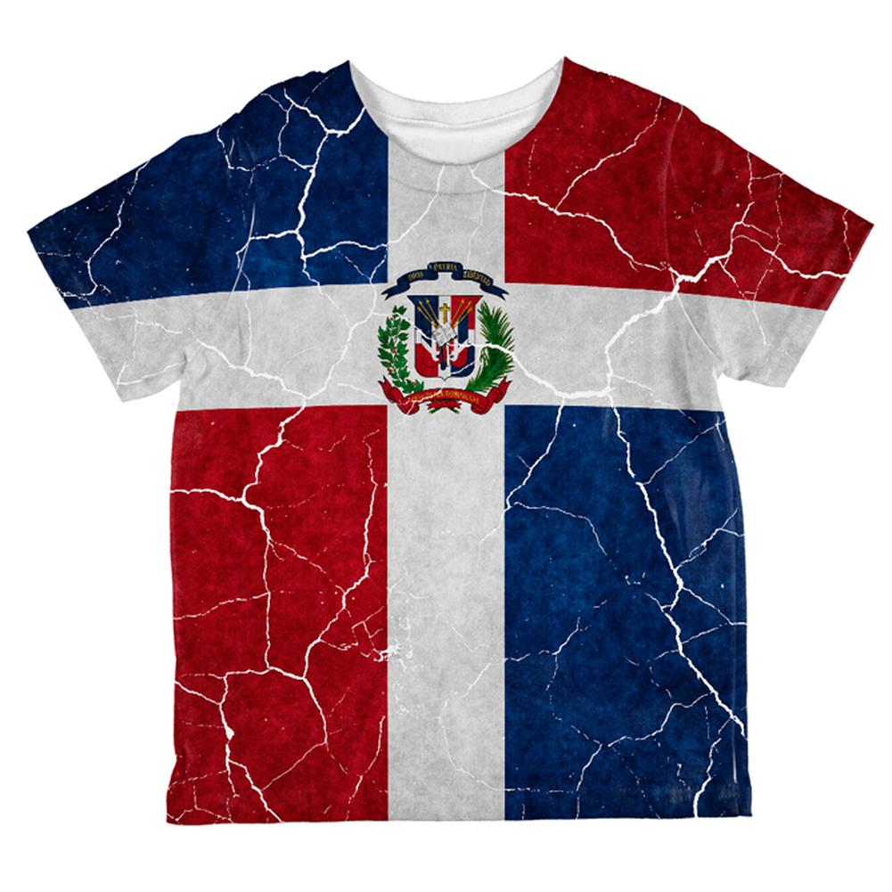 Distressed Dominican Republic Flag All Over Toddler T Shirt Toddler T-Shirts Old Glory 2T Multi 