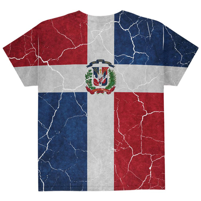 Distressed Dominican Republic Flag All Over Youth T Shirt Youth T-Shirts Old Glory   