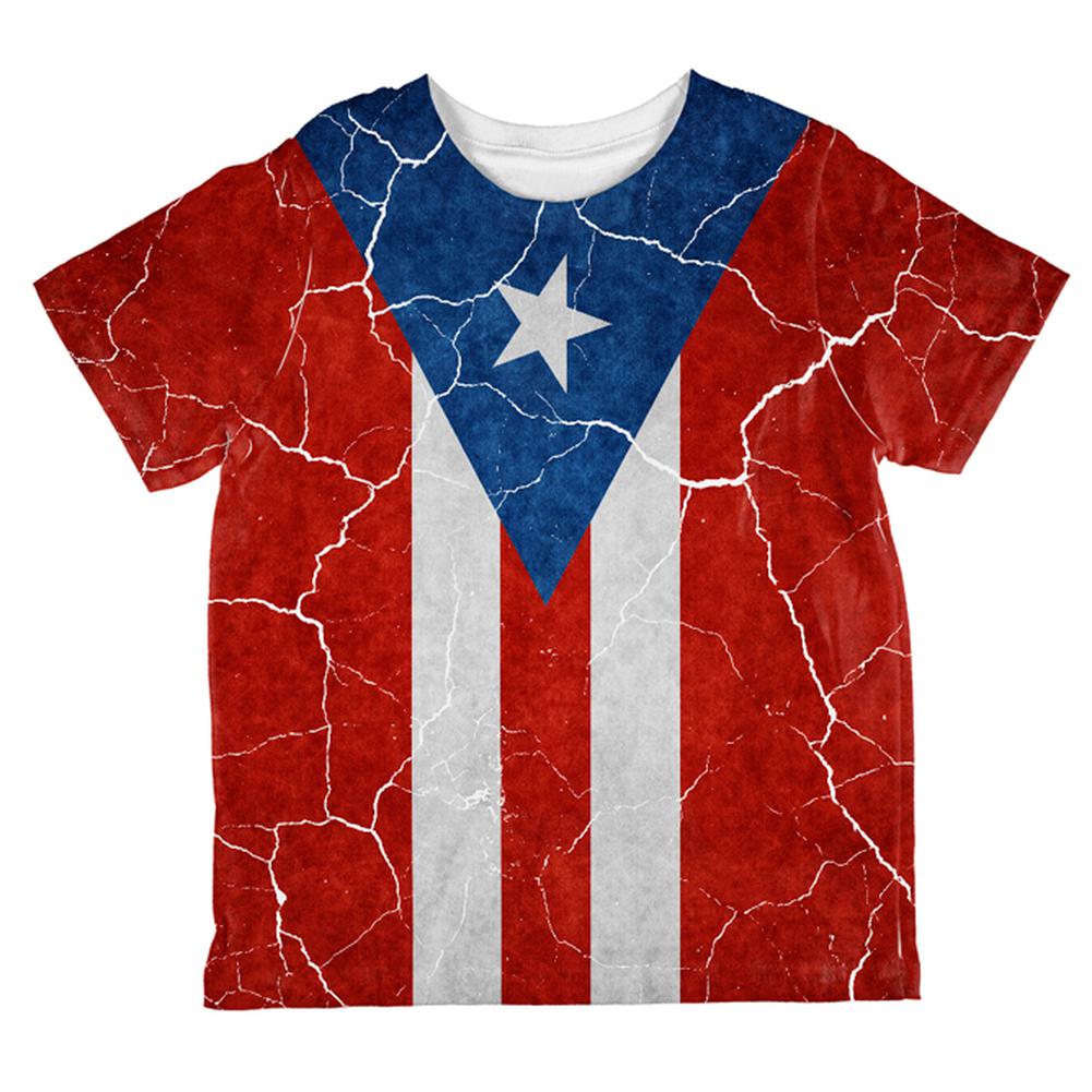 Distressed Puerto Rican Flag All Over Toddler T Shirt Toddler T-Shirts Old Glory 2T Multi 