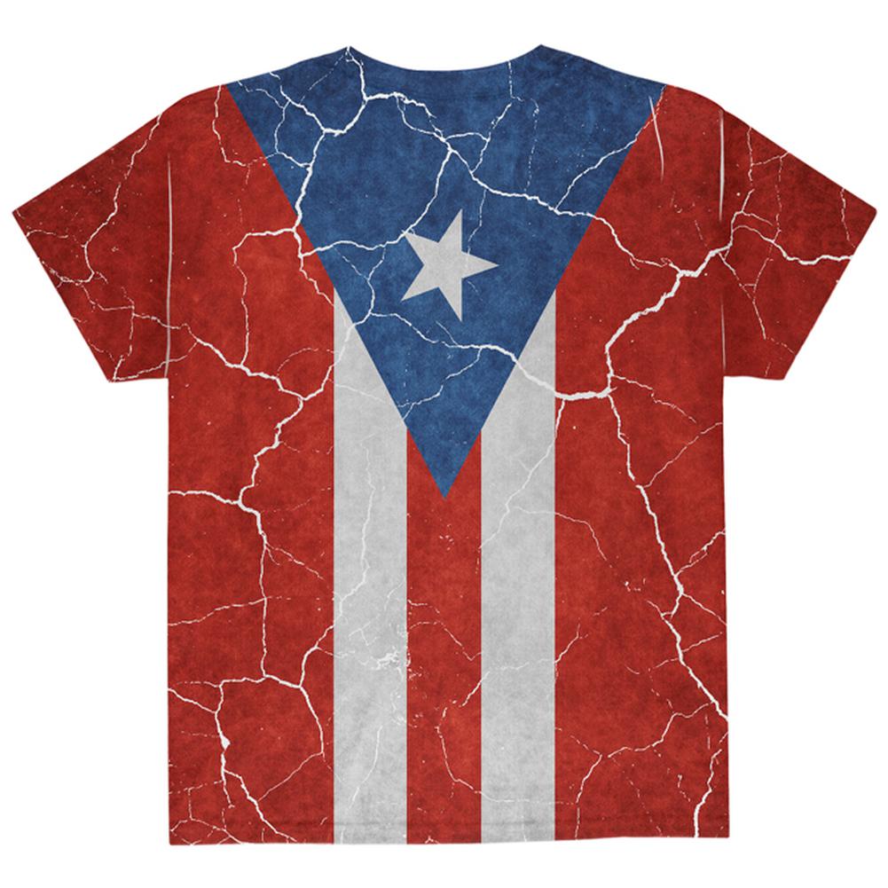 Distressed Puerto Rican Flag All Over Youth T Shirt Youth T-Shirts Old Glory   