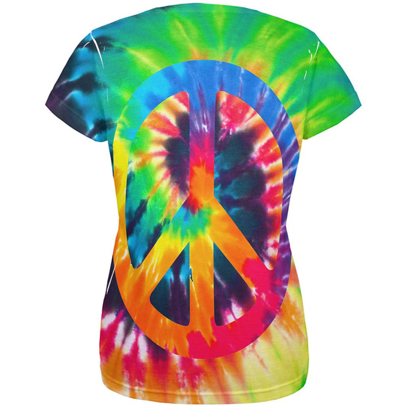 Peace Sign Tie Dye All Over Womens T Shirt Women's T-Shirts Old Glory   