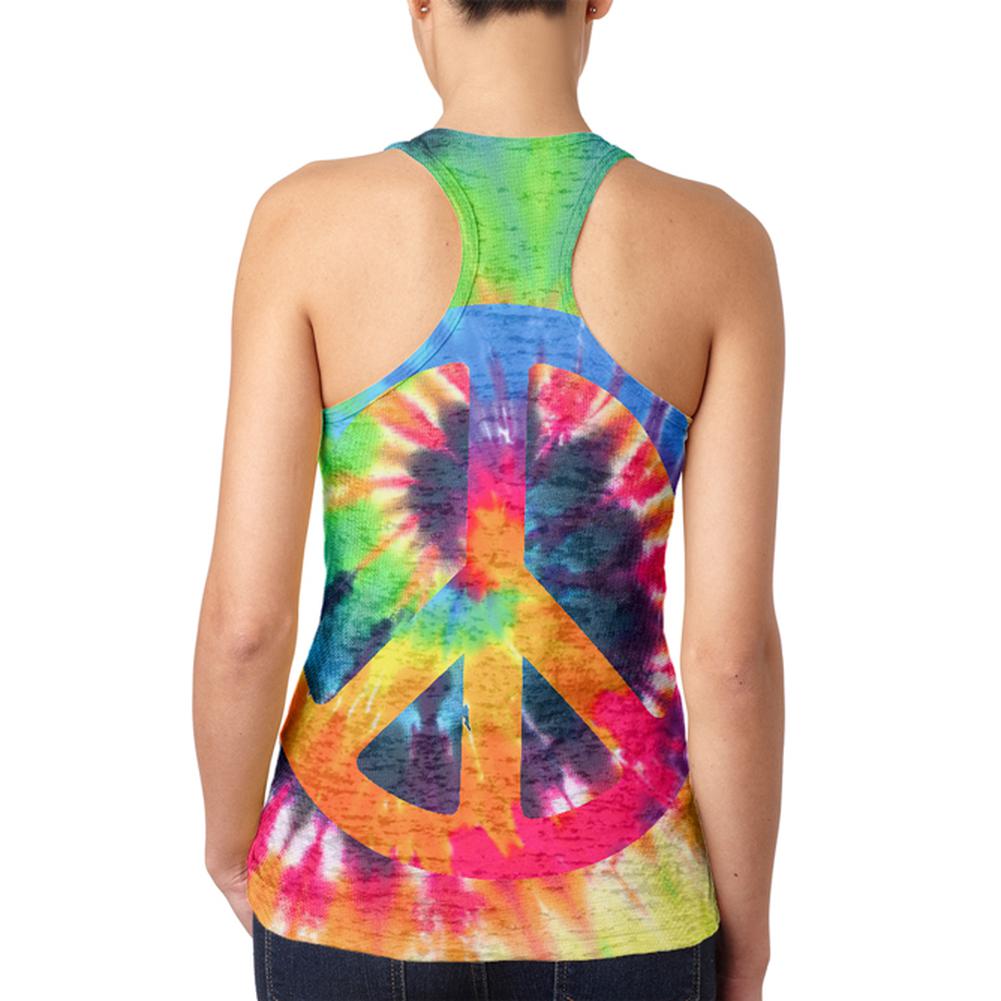 Peace Sign Tie Dye Juniors Burnout Racerback Tank Top Juniors Tank Tops Old Glory   