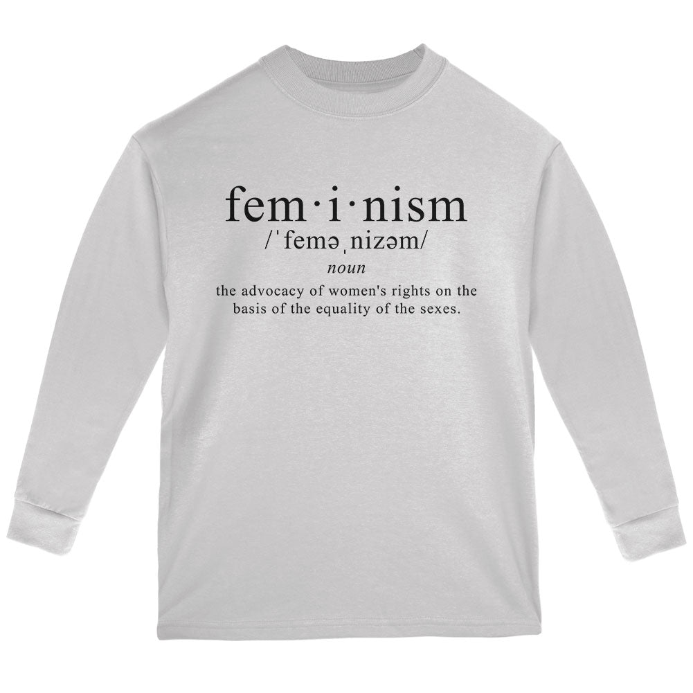 Feminism Definition Youth Long Sleeve T Shirt Youth Long Sleeves Old Glory YLG White 