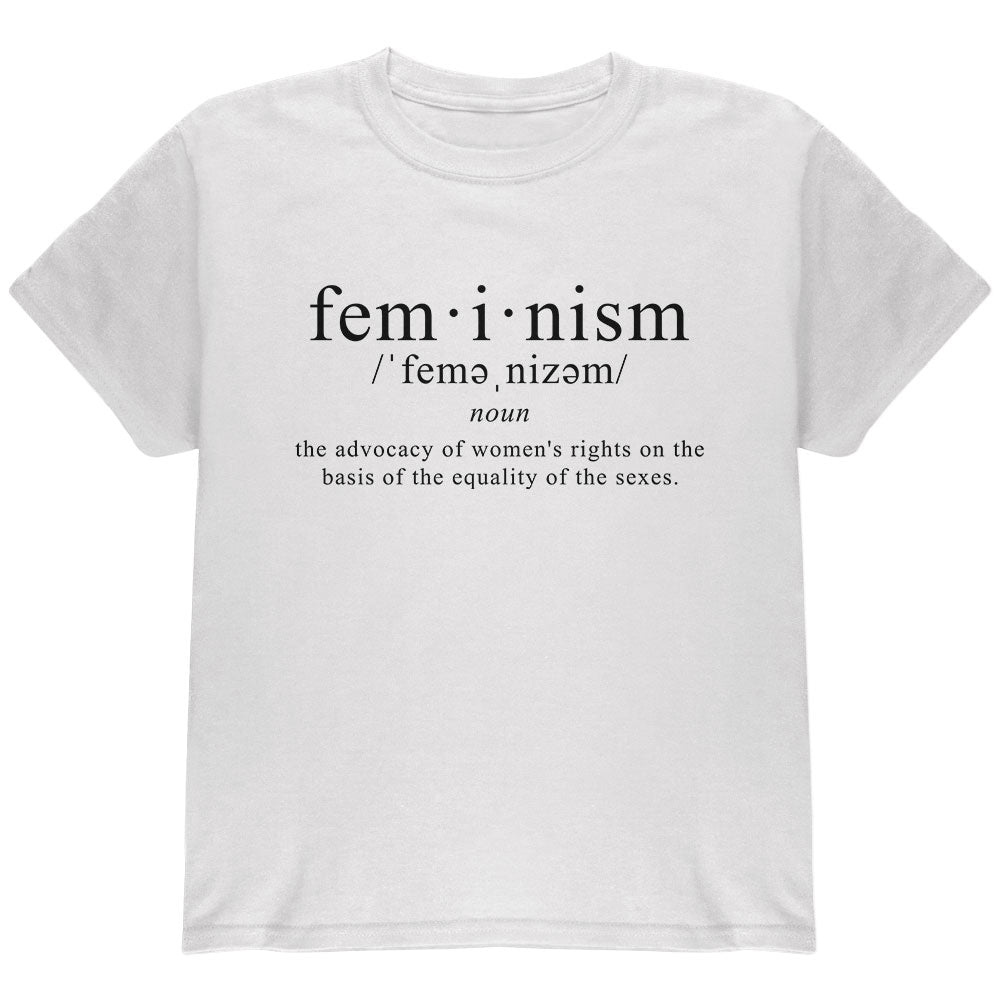 Feminism Definition Youth T Shirt Youth T-Shirts Old Glory YLG White 