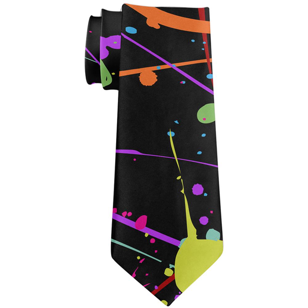 Splatter Paint Black All Over Neck Tie Men's Neck Ties Old Glory OS Multi 