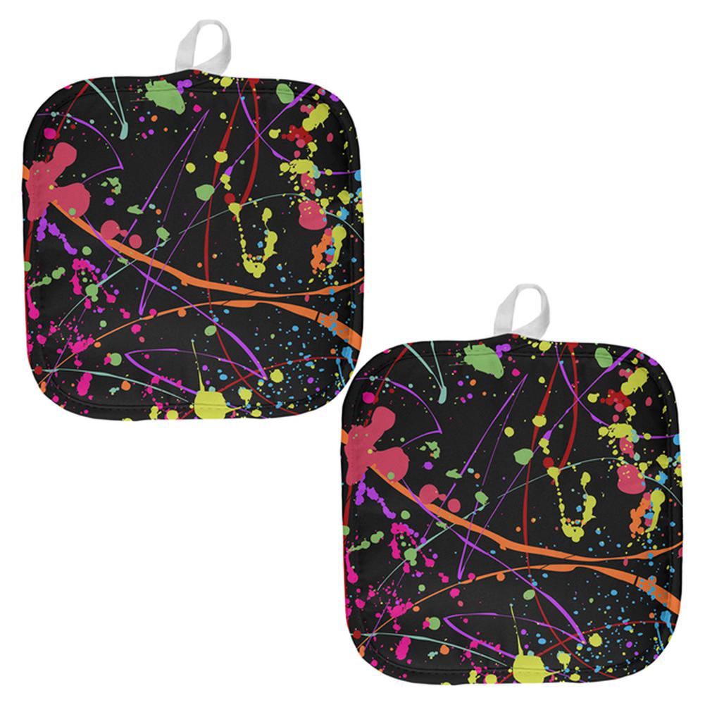 Splatter Paint Black All Over Pot Holder (Set of 2) Pot Holders Old Glory OS Multi 