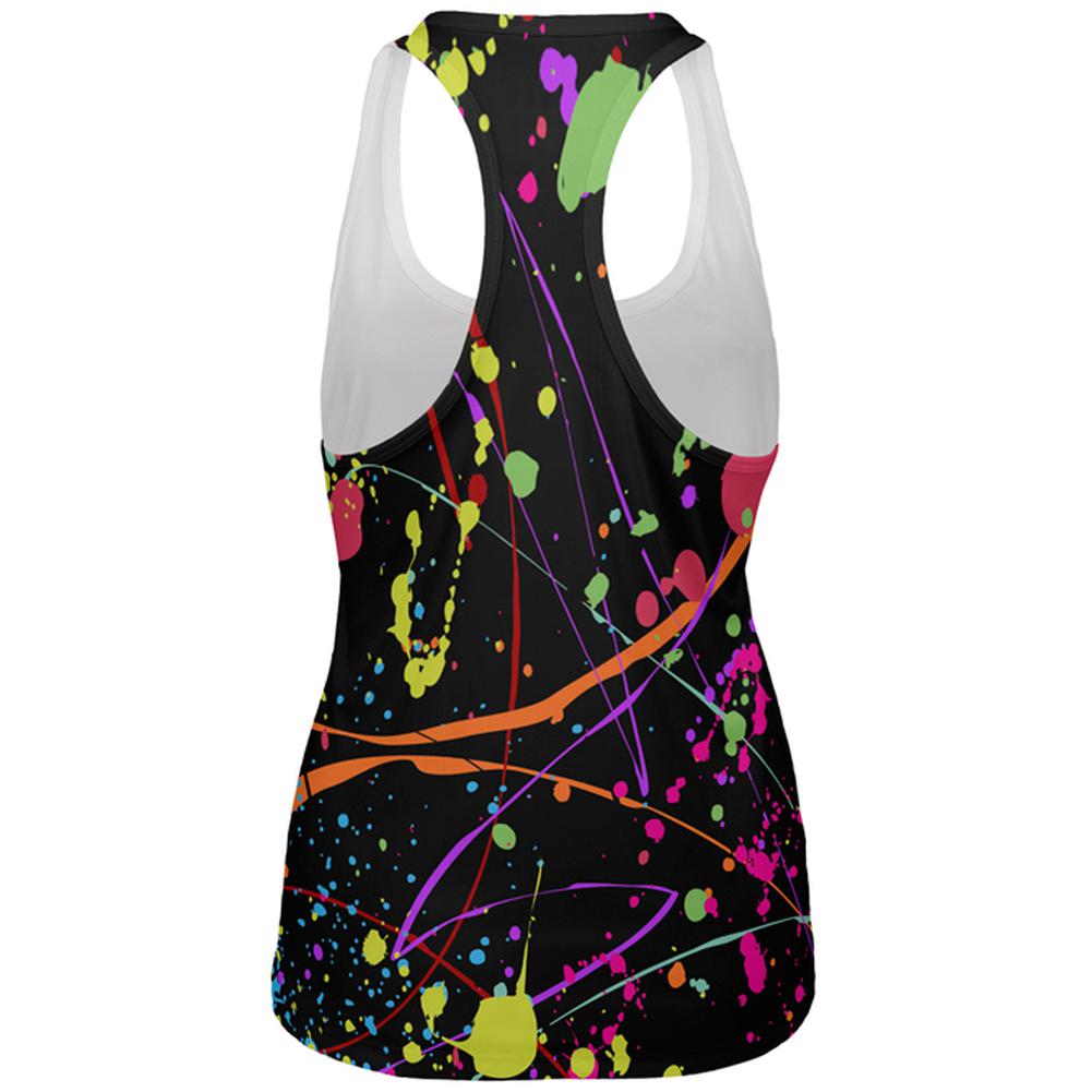 Splatter Paint Black All Over Womens Work Out Tank Top Women's Tank Tops Old Glory   