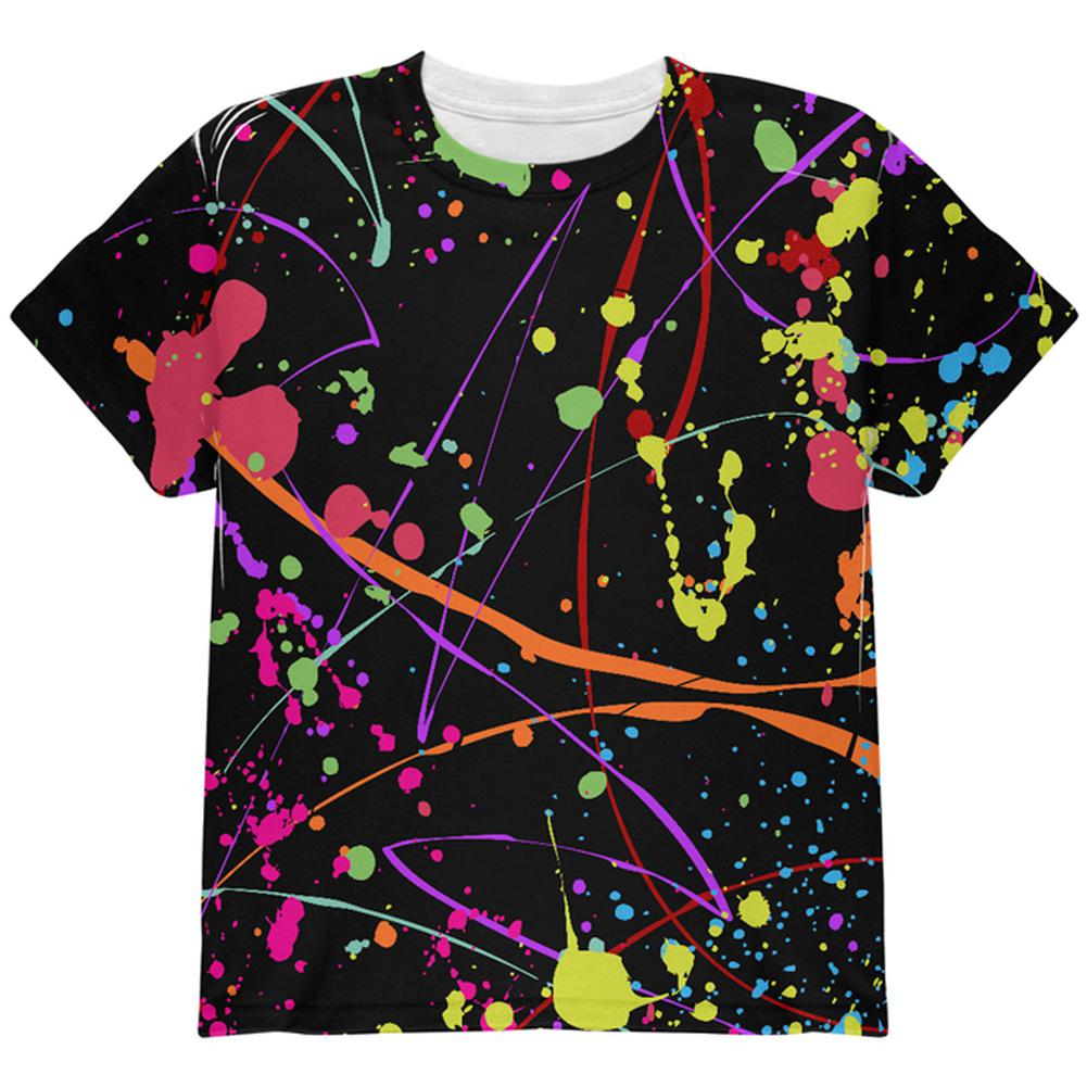 Splatter Paint Black All Over Youth T Shirt Youth T-Shirts Old Glory LG Multi 