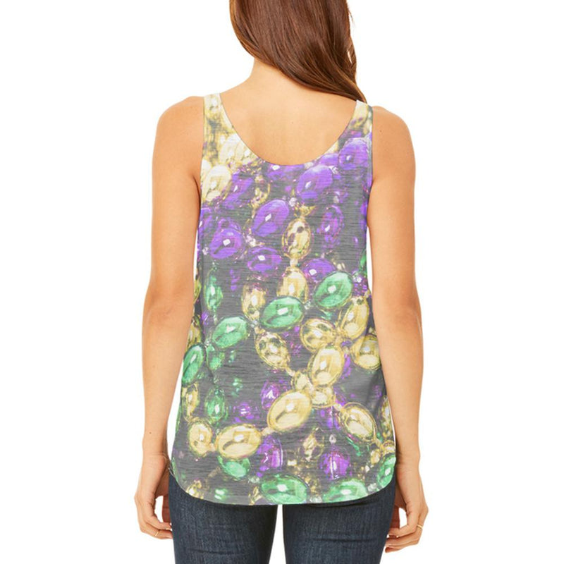 Mardi Gras Beads Juniors Flowy Side Slit Tank Top Juniors Tank Tops Old Glory   