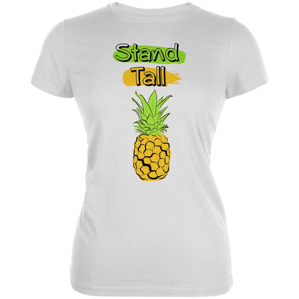 Summer Sun - Be a Pineapple - Stand Tall Juniors Soft T Shirt Juniors T-Shirts Old Glory 2XL White 
