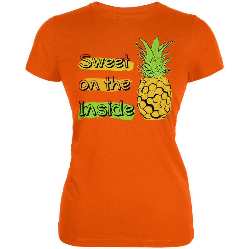 Summer Sun - Be a Pineapple - Sweet on the Inside Juniors Soft T Shirt Juniors T-Shirts Old Glory 2XL Orange 