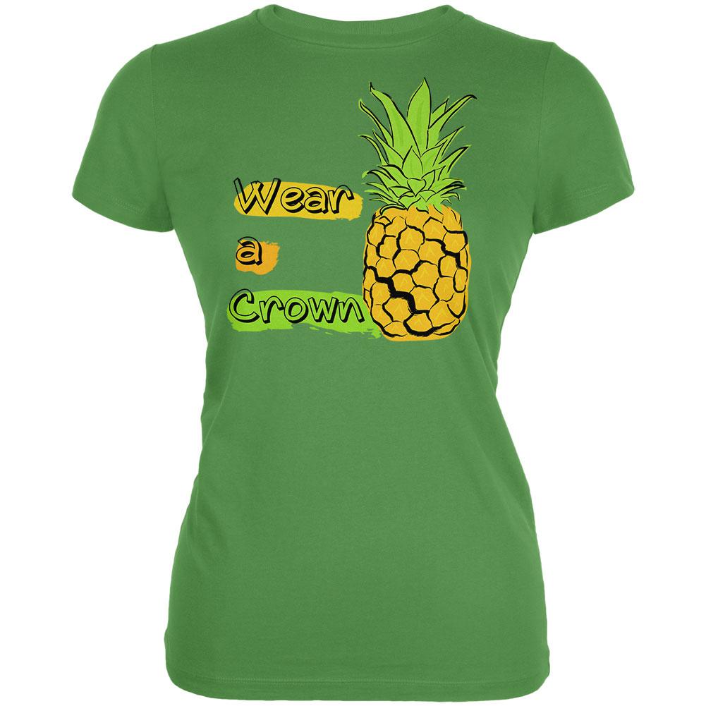 Summer Sun - Be a Pineapple - Wear a Crown Juniors Soft T Shirt Juniors T-Shirts Old Glory 2XL Leaf 