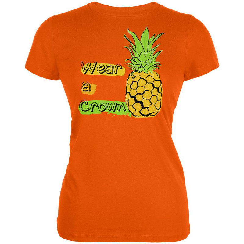 Summer Sun - Be a Pineapple - Wear a Crown Juniors Soft T Shirt Juniors T-Shirts Old Glory 2XL Orange 