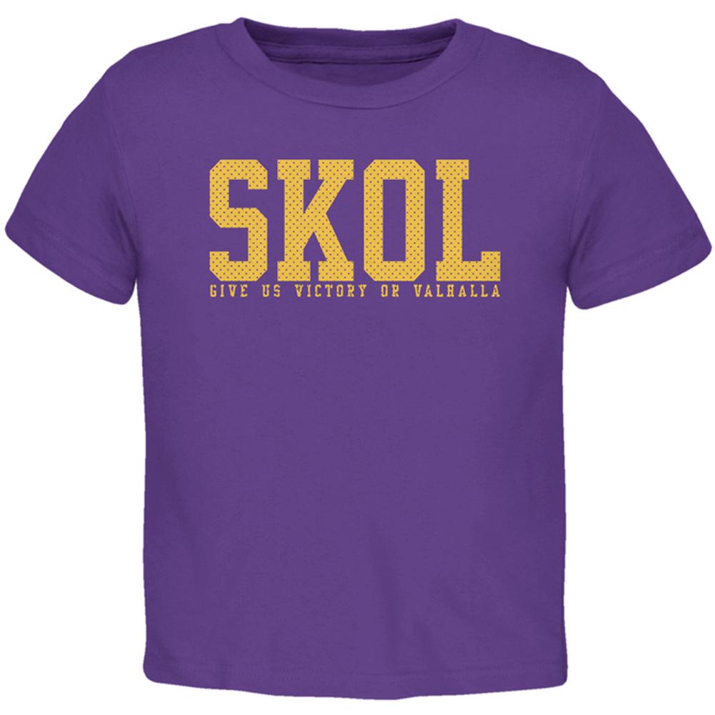 Vikings Skol Give Us Victory or Valhalla Toddler T Shirt Toddler T-Shirts Old Glory 2T Purple 