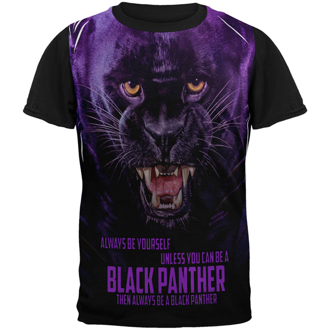 Always Be Yourself Unless Black Panther All Over Mens Black Back T Shirt Men's T-Shirts Old Glory SM Multi 