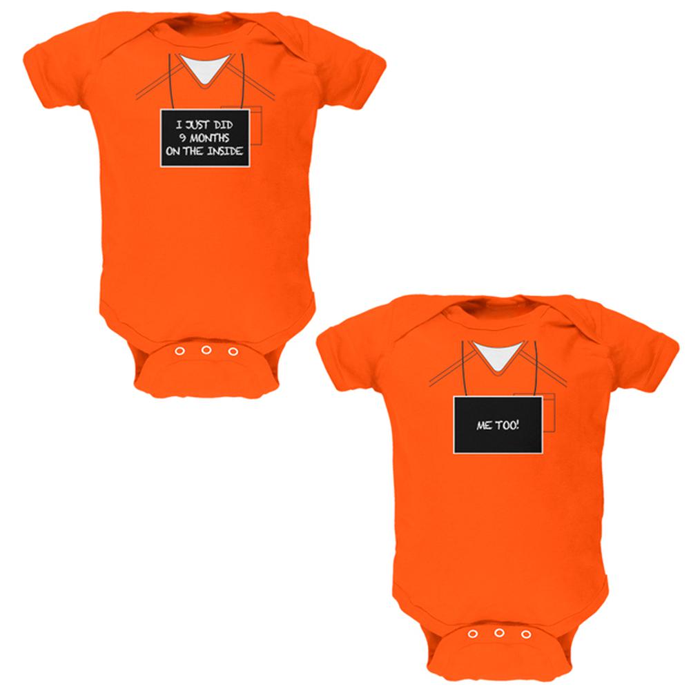 Halloween Twins 9 Months Inside Prisoner Costume Soft Twins Baby One Piece Baby One Piece Old Glory 0-3M Orange 