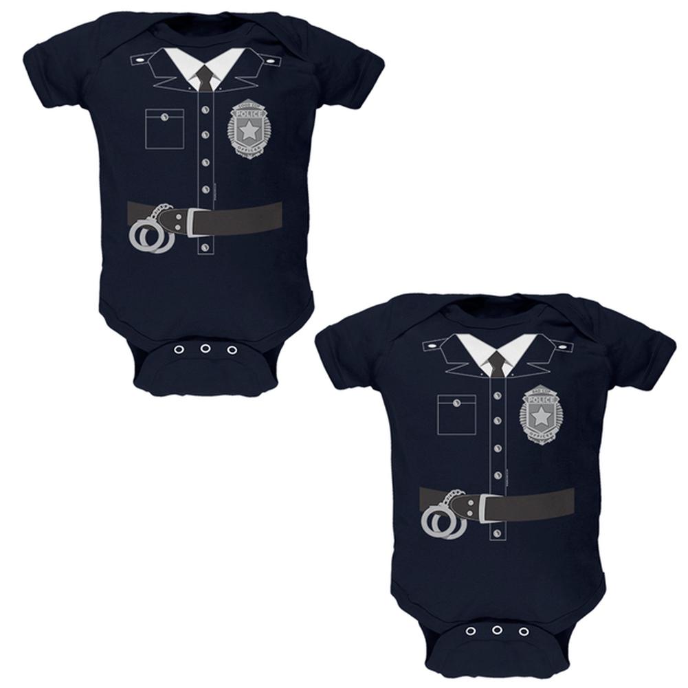 Halloween Twins Good Cop Bad Cop Costumes Soft Twins Baby One Piece Baby One Piece Old Glory 0-3M Navy 