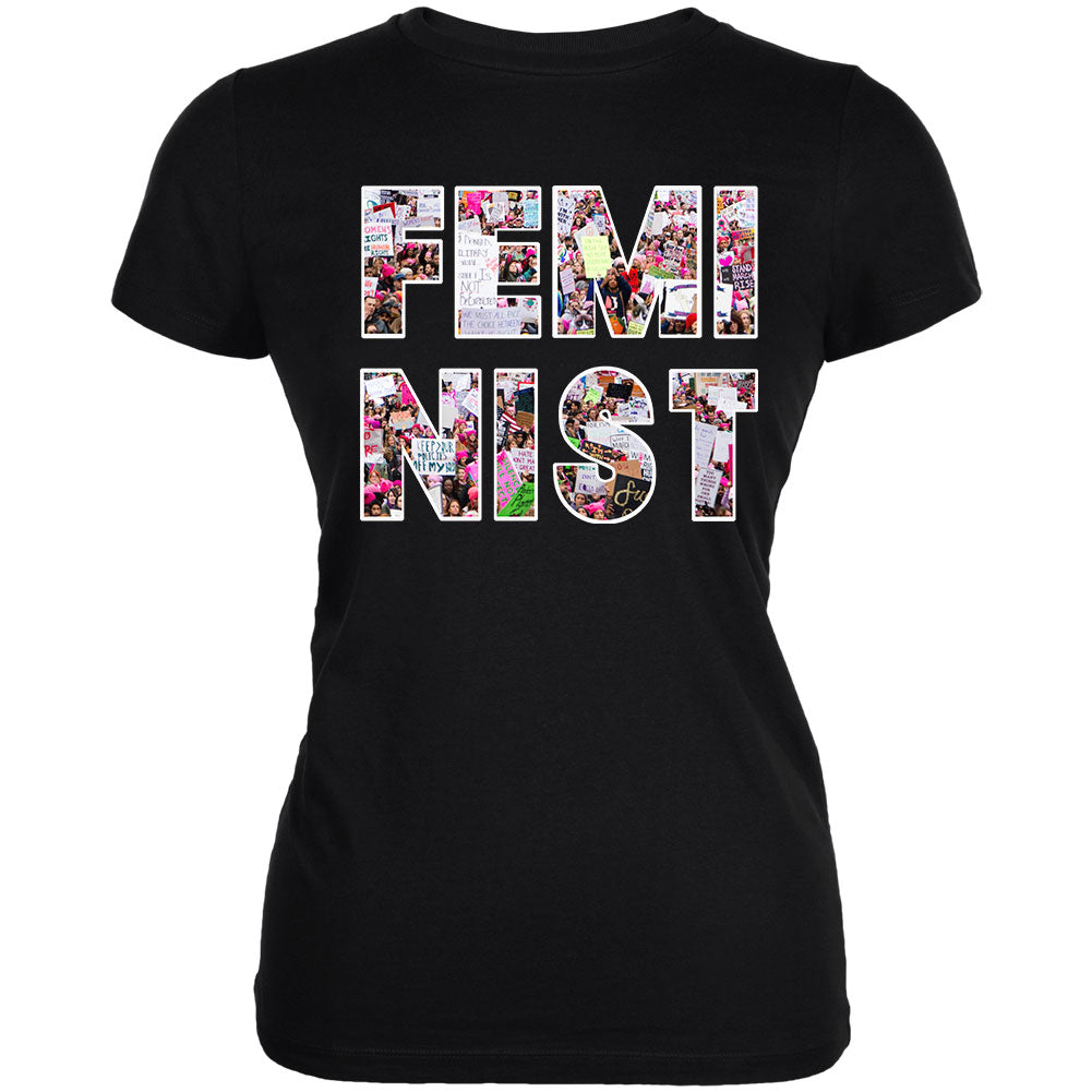 Feminist Women's March Juniors Soft T Shirt Juniors T-Shirts Old Glory 2XL Black 