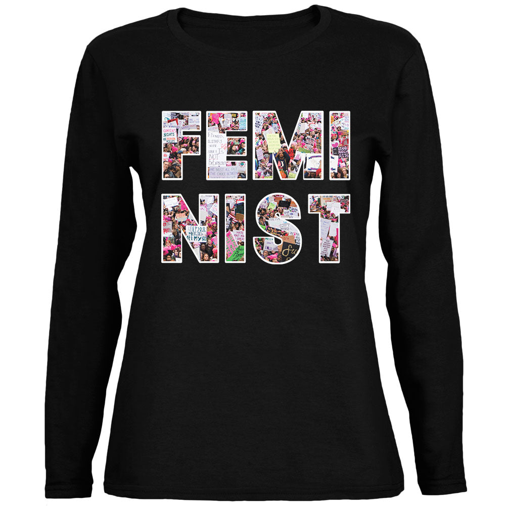 Feminist Women's March Ladies' Relaxed Jersey Long-Sleeve Tee Women's Long Sleeves Old Glory 2XL Black 