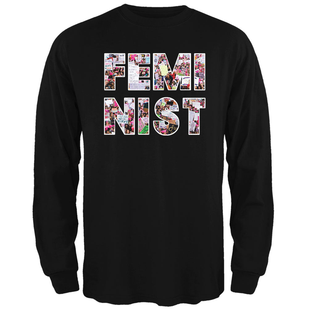 Feminist Women's March Mens Long Sleeve T Shirt Men's Long Sleeves Old Glory 2XL Black 