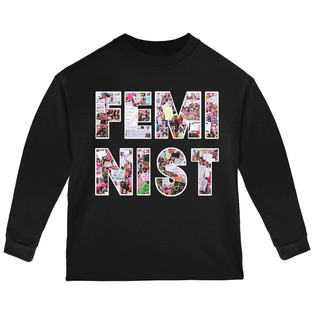 Feminist Women's March Toddler Long Sleeve T Shirt Toddler Long Sleeves Old Glory 2T Black 