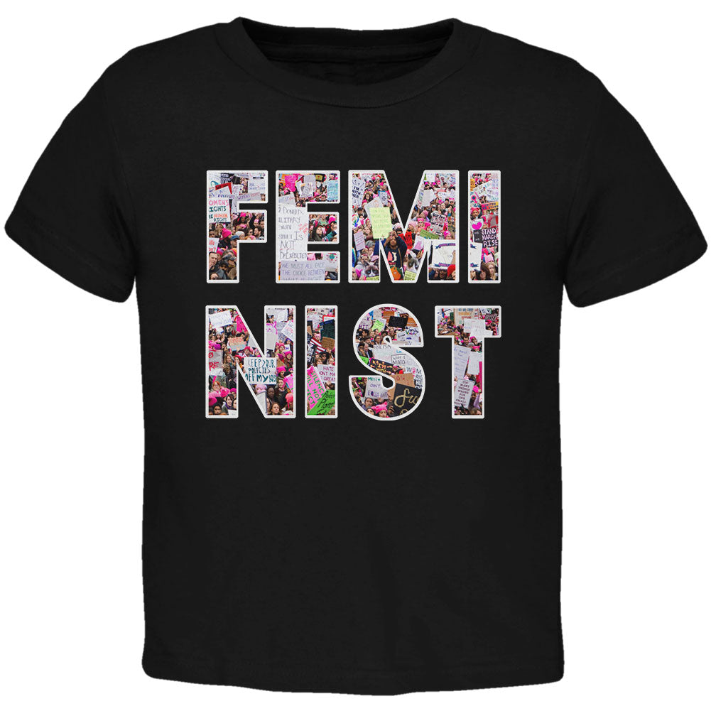 Feminist Women's March Toddler T Shirt Toddler T-Shirts Old Glory 2T Black 