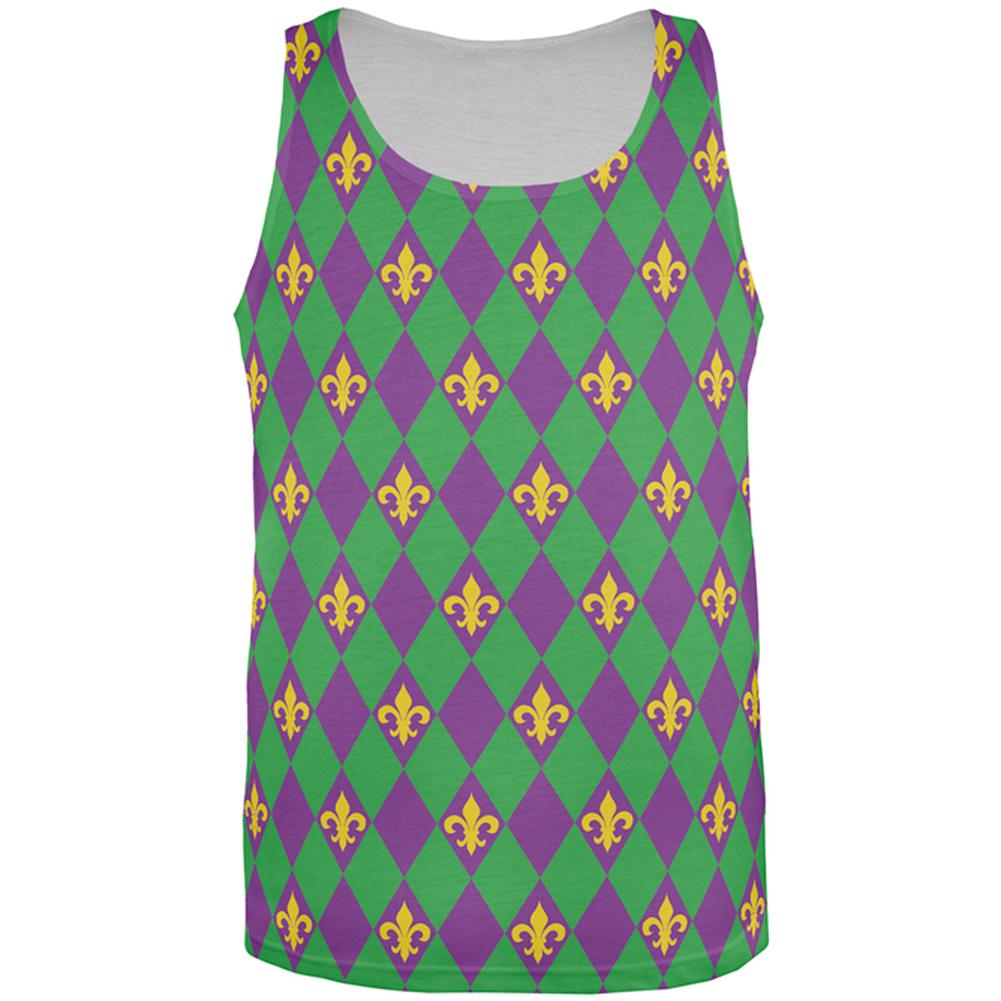 Mardi Gras Fleur De Lis All Over Mens Tank Top Men's Tank Tops Old Glory 2XL Multi 