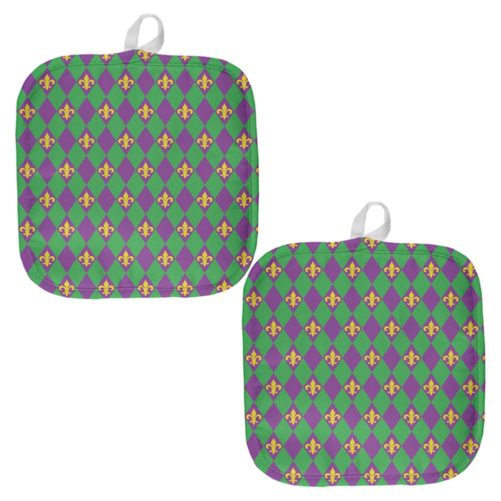 Mardi Gras Fleur De Lis All Over Pot Holder (Set of 2) Pot Holders Old Glory OS Multi 