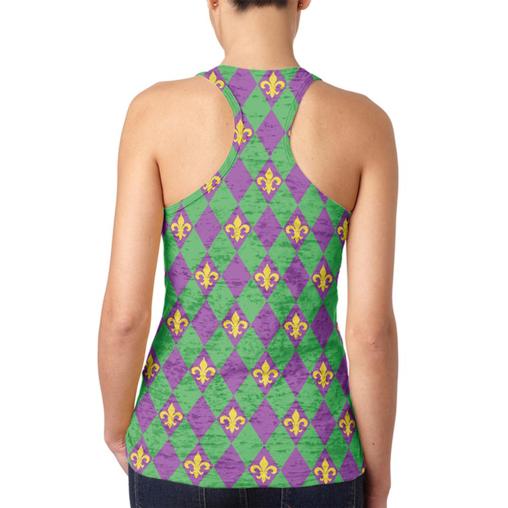 Mardi Gras Fleur De Lis Juniors Burnout Racerback Tank Top Juniors Tank Tops Old Glory   