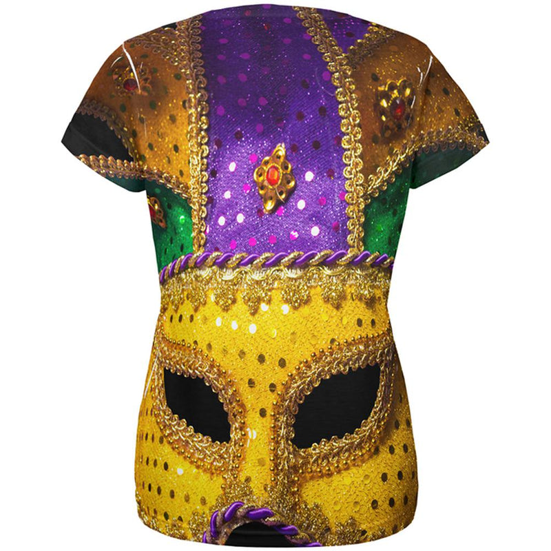 Mardi Gras Mask All Over Womens T Shirt Women's T-Shirts Old Glory   