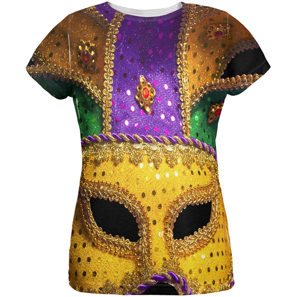 Mardi Gras Mask All Over Womens T Shirt Women's T-Shirts Old Glory 2XL Multi 