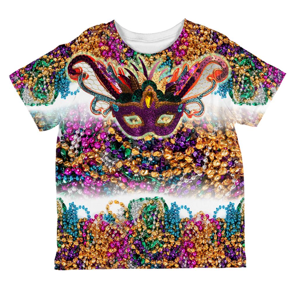 Mardi Gras Trippy Mask Beads All Over Toddler T Shirt Toddler T-Shirts Old Glory 2T Multi 