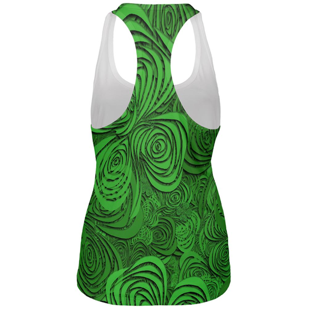 St Patricks Day Trippy Irish Clover Field All Over Womens Work Out Tank Top Women's Tank Tops Old Glory   