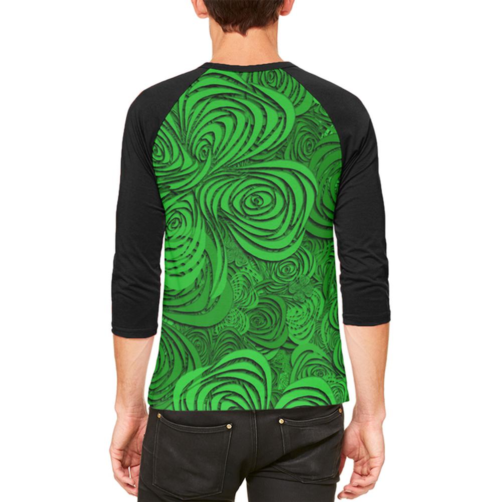 St Patricks Day Trippy Irish Clover Field Mens Raglan T Shirt Men's T-Shirts Old Glory   