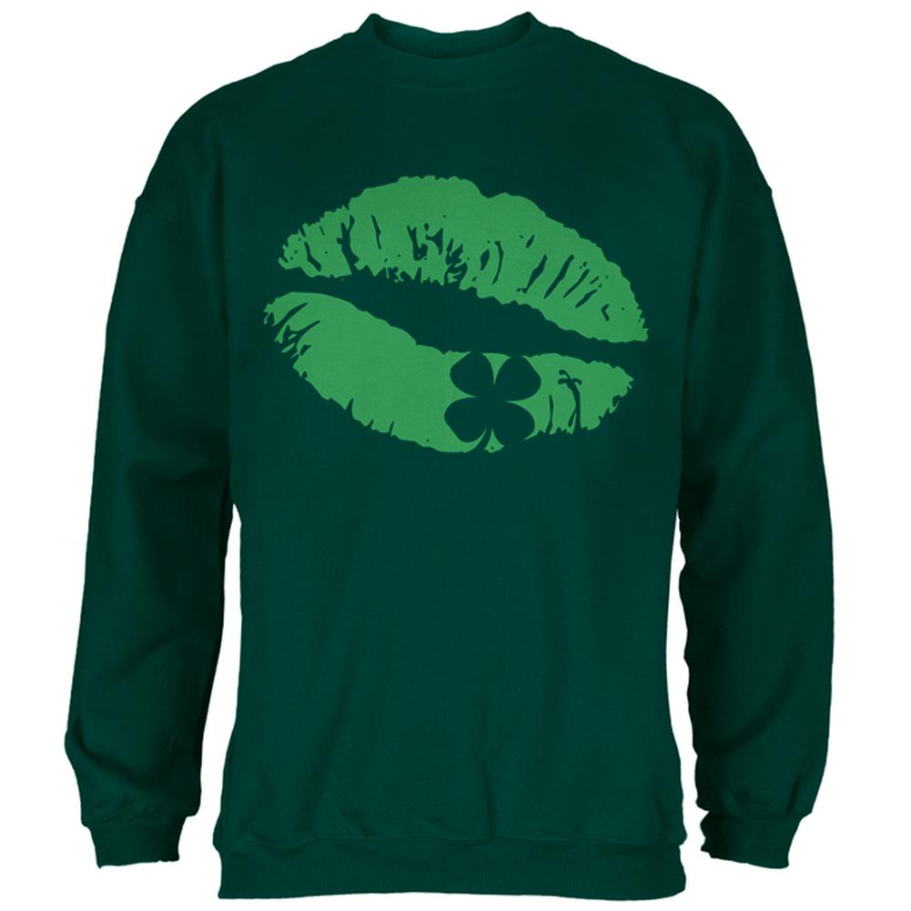 St Patrick's Day Kiss the Blarney Stone Mens Sweatshirt Men's Sweatshirts Old Glory 2XL Forest Green 